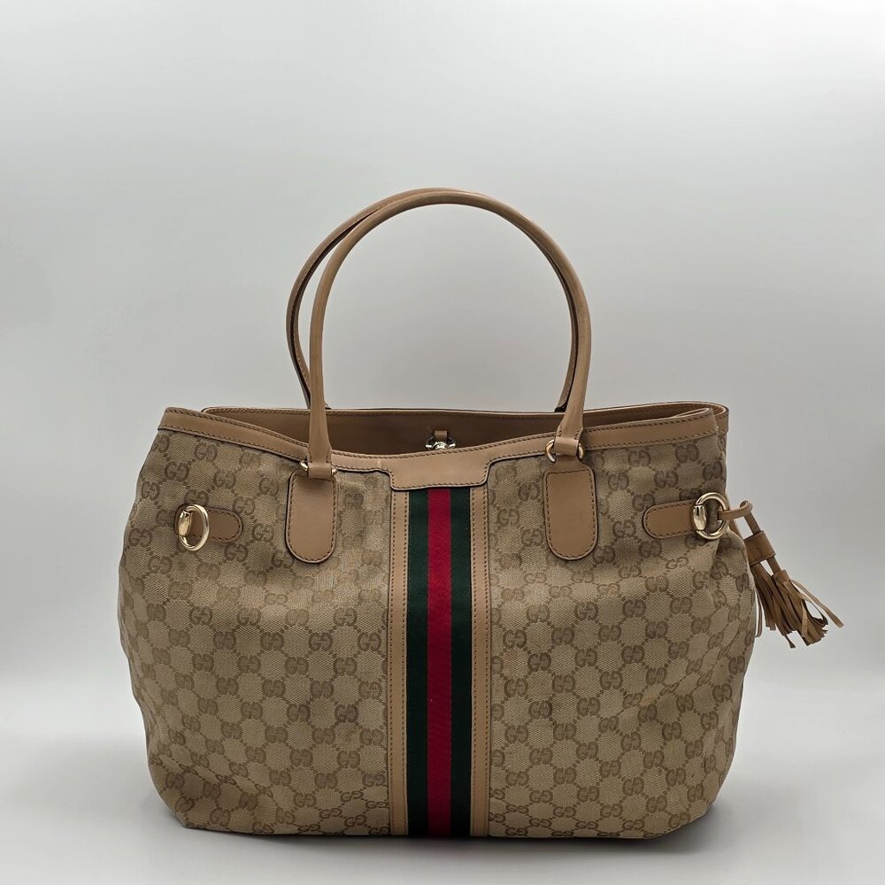 Gucci GG Sherry Line Tote Canvas Large
